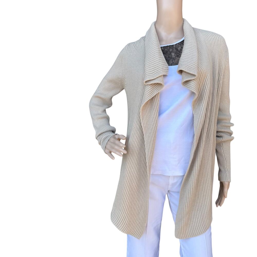 Banana Republic Merino Wool Blend Draped Waterfall Cardigan Sweater Beige S